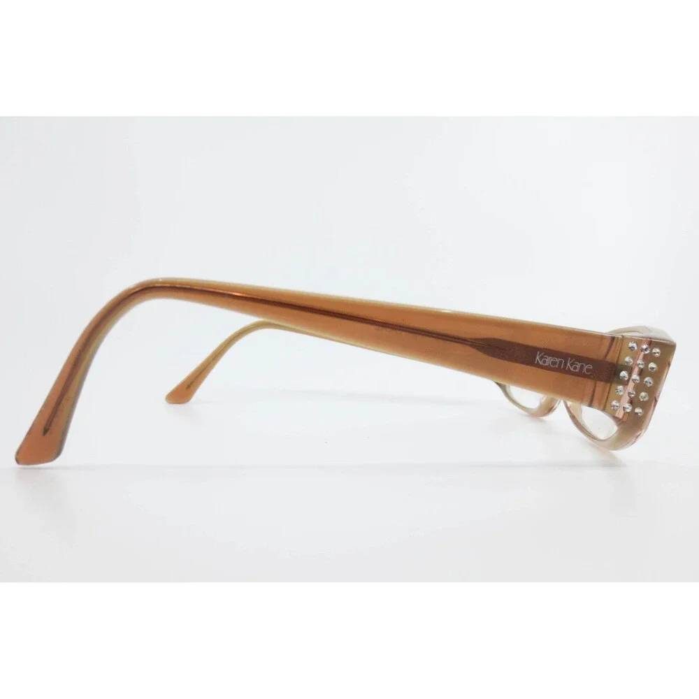 Karen Kane Novella Natural Brown Rectangular Eyeglass Frames Rhinestone